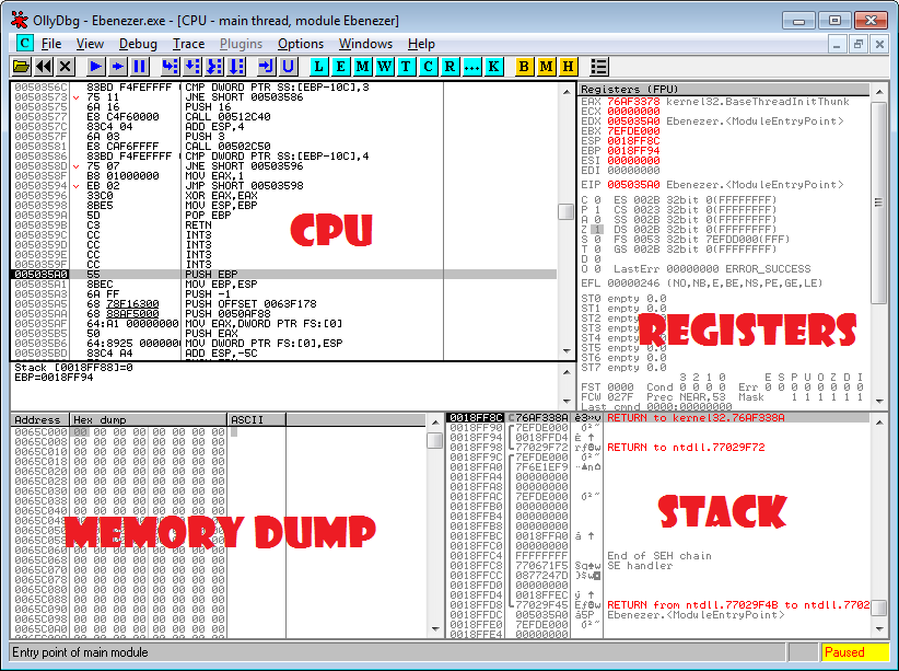 ollydbg search for assembly sequences